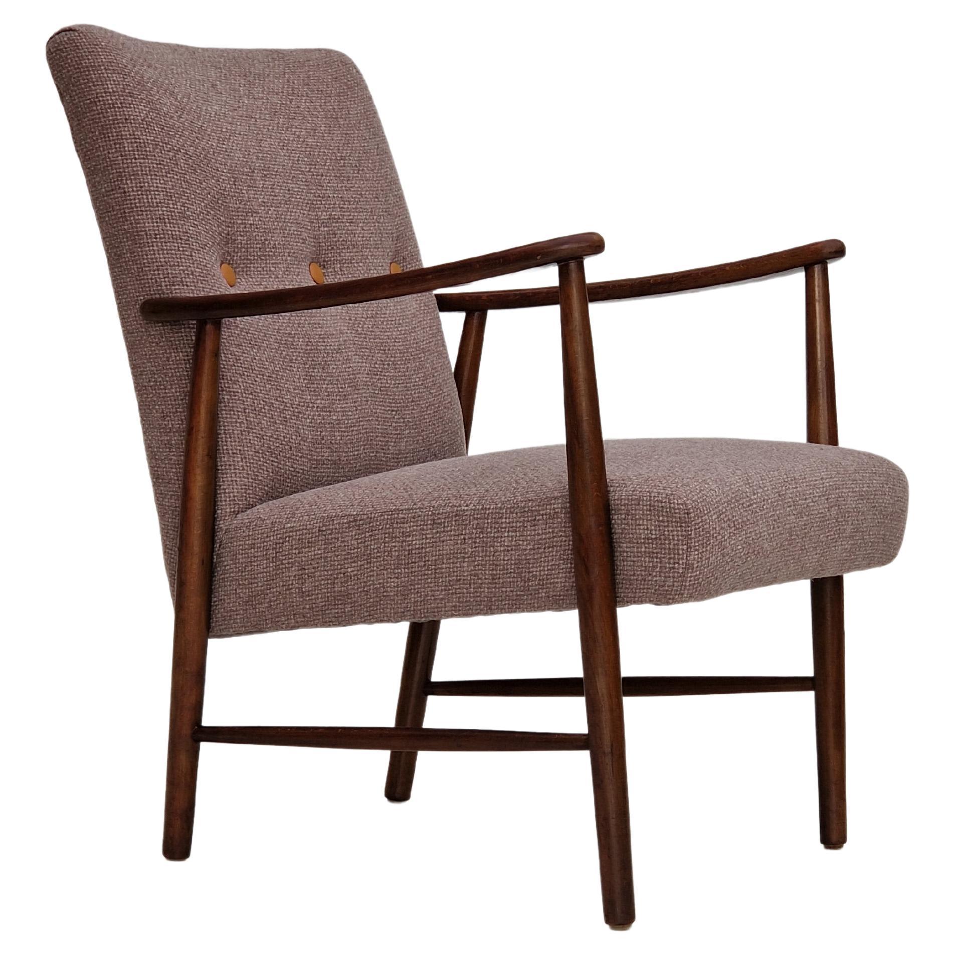 60s, design suédois, fauteuil remis à neuf, laine de mobilier.