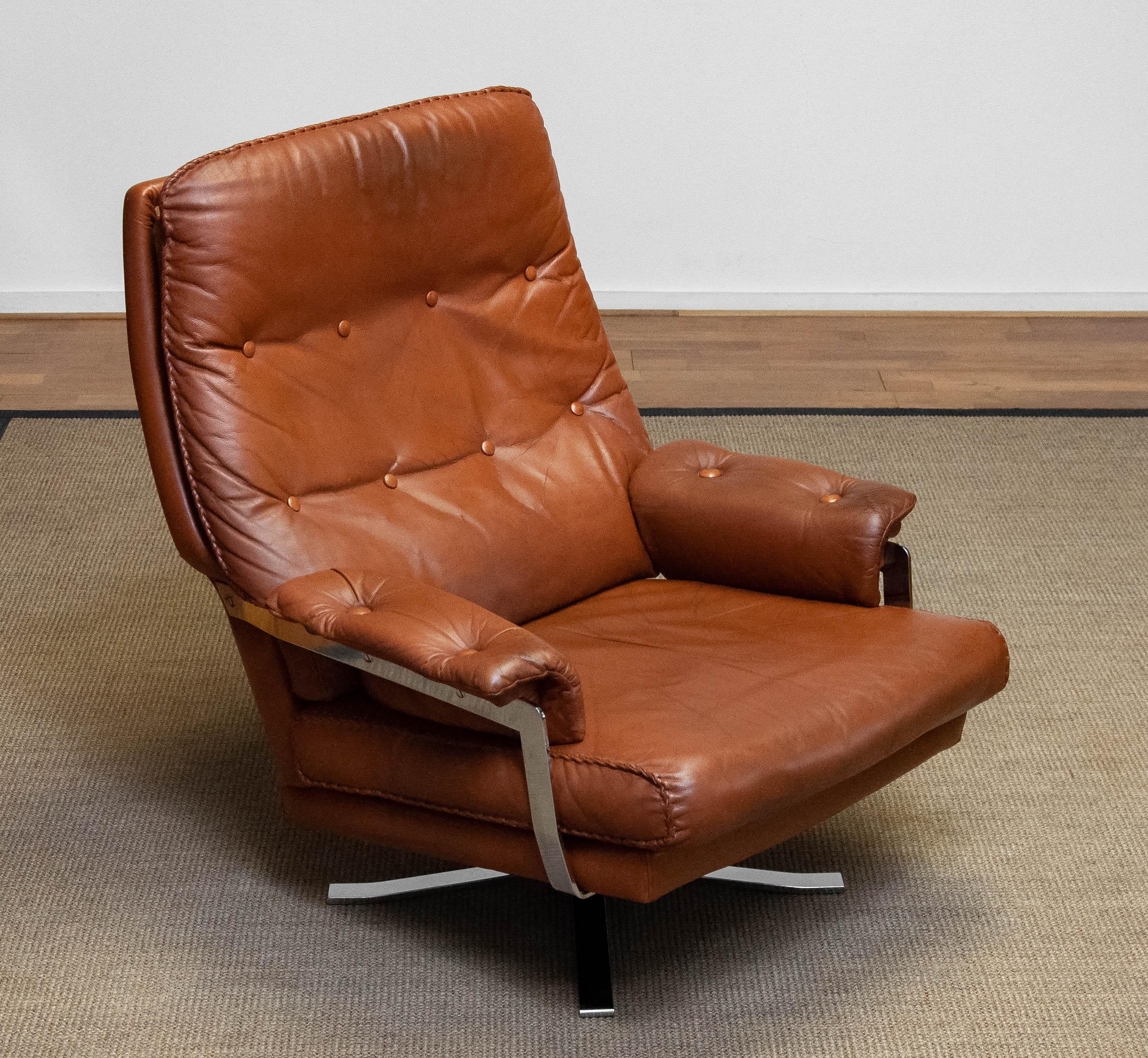 brown leather swivel chair