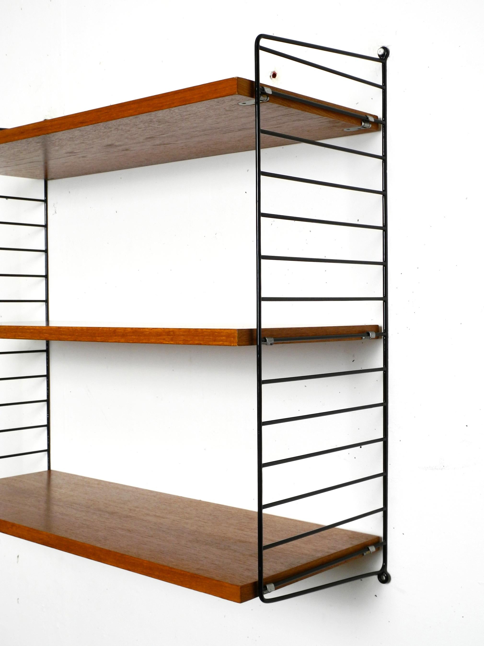 1960s Teak Nisse Strinning Wall Hanging Shelf with 3 Shelves 4