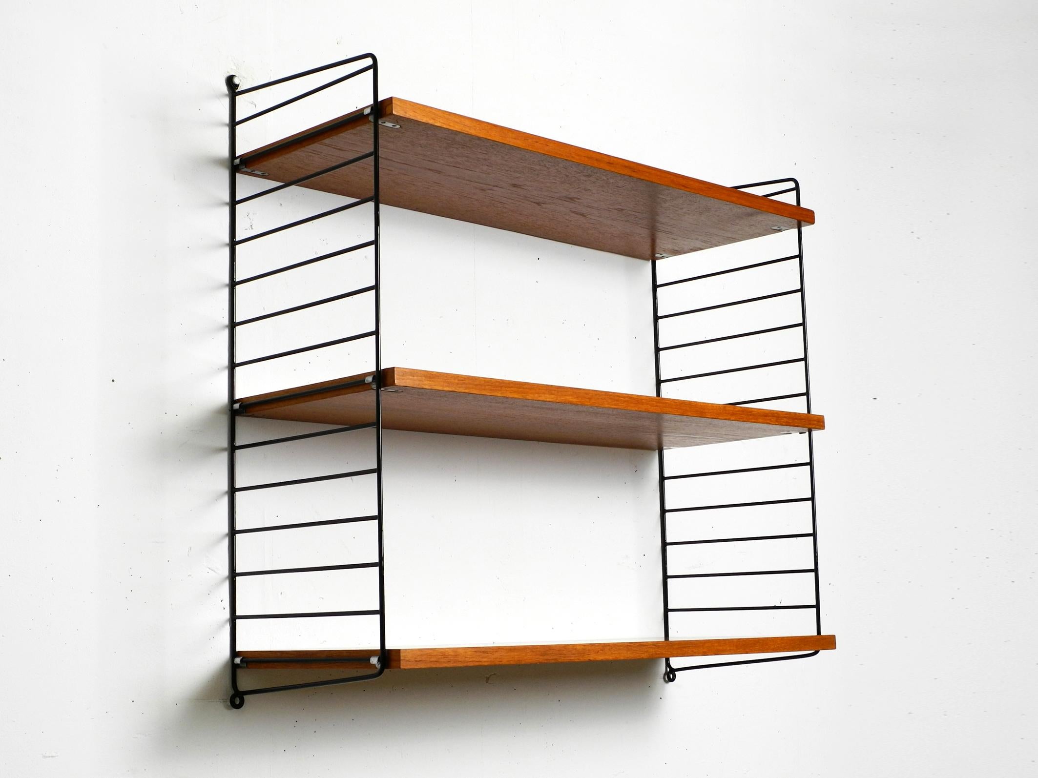 1960s Teak Nisse Strinning Wall Hanging Shelf with 3 Shelves In Good Condition In München, DE