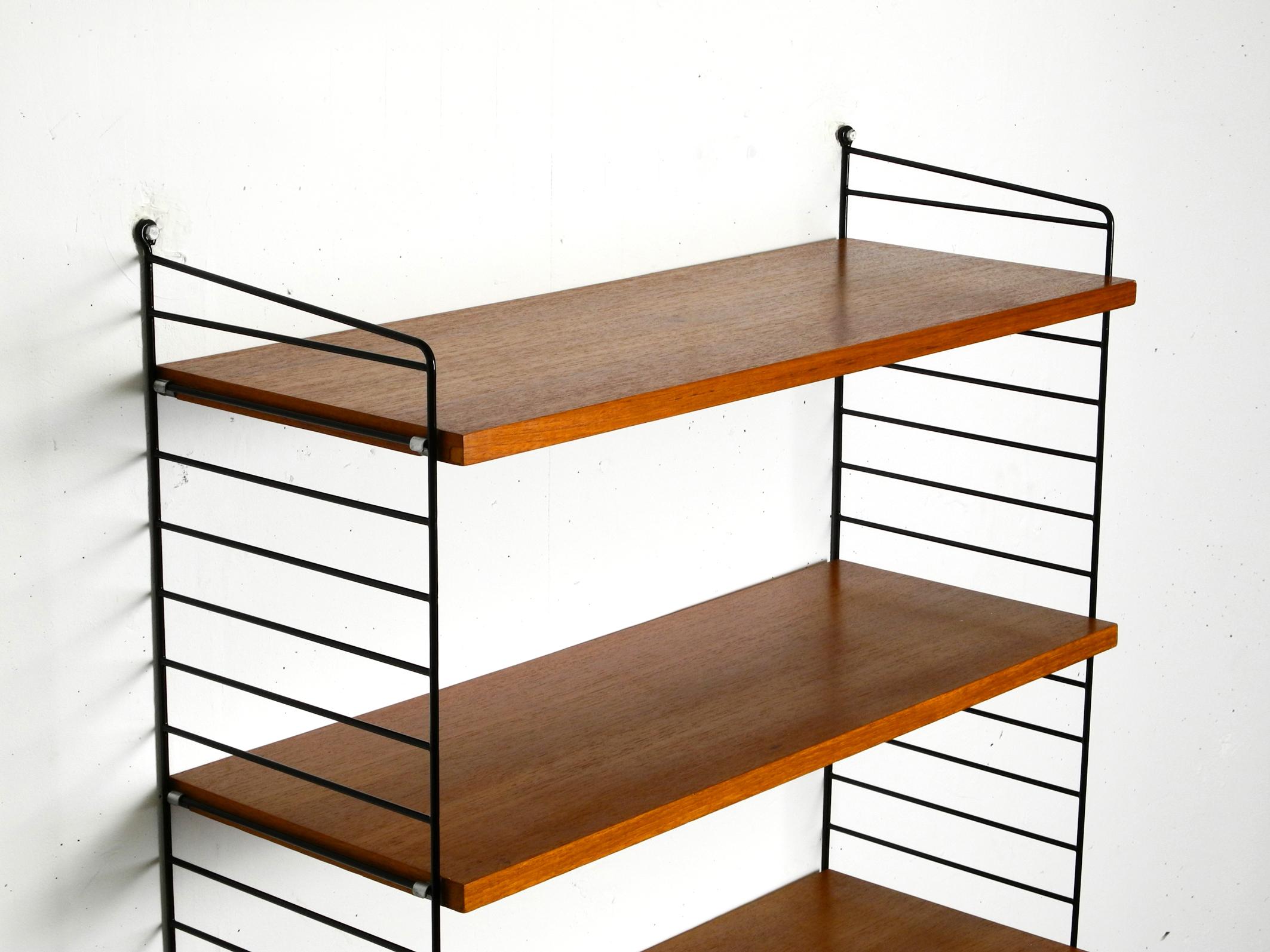 Mid-20th Century 1960s Teak Nisse Strinning Wall Hanging Shelf with 3 Shelves
