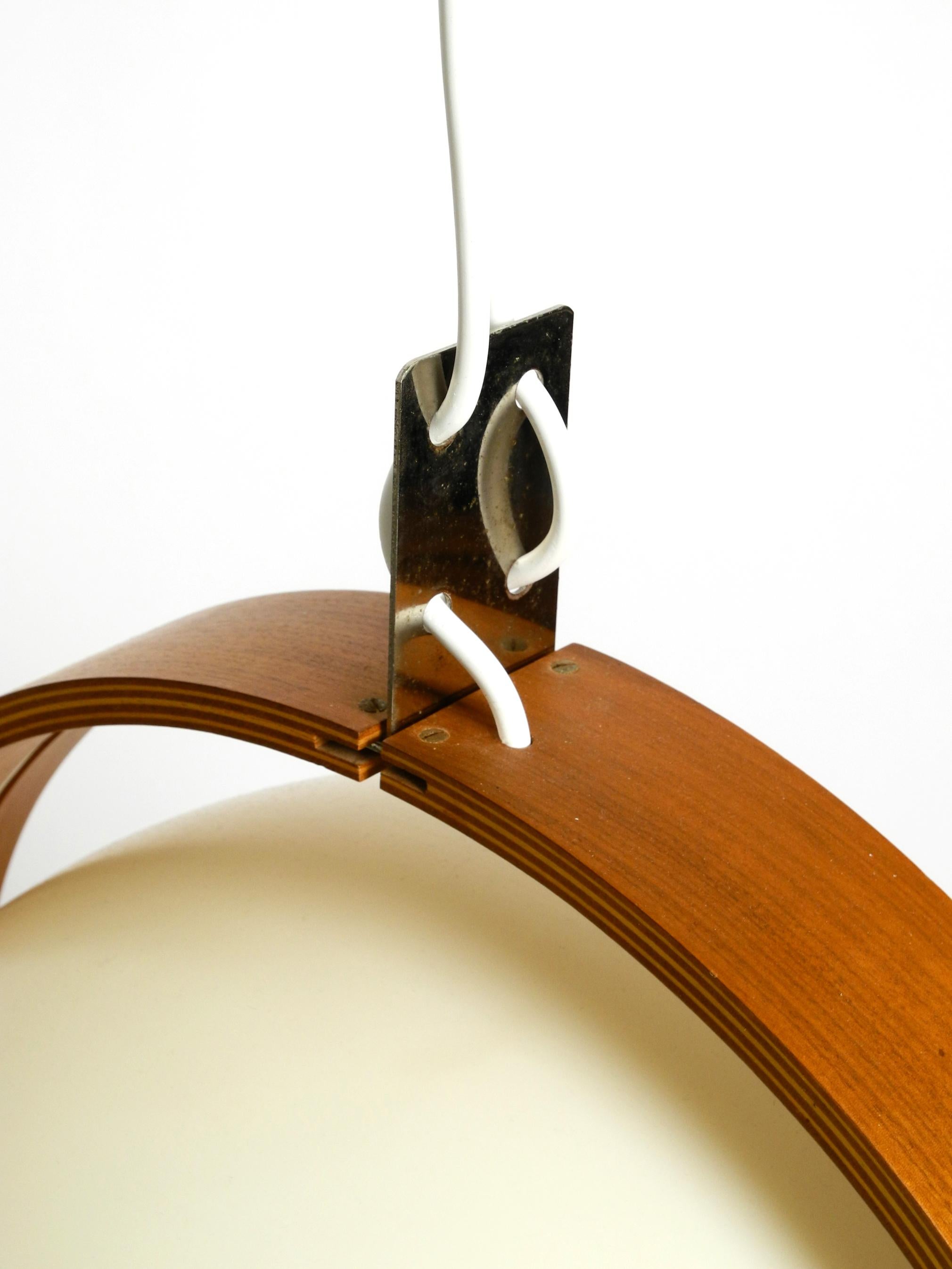 60s Temde Space Age pendant lamp with teak plywood and a sperical lampshade For Sale 11
