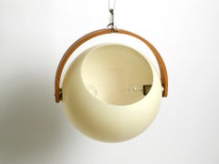 60s Temde Space Age pendant lamp with teak plywood and a sperical lampshade