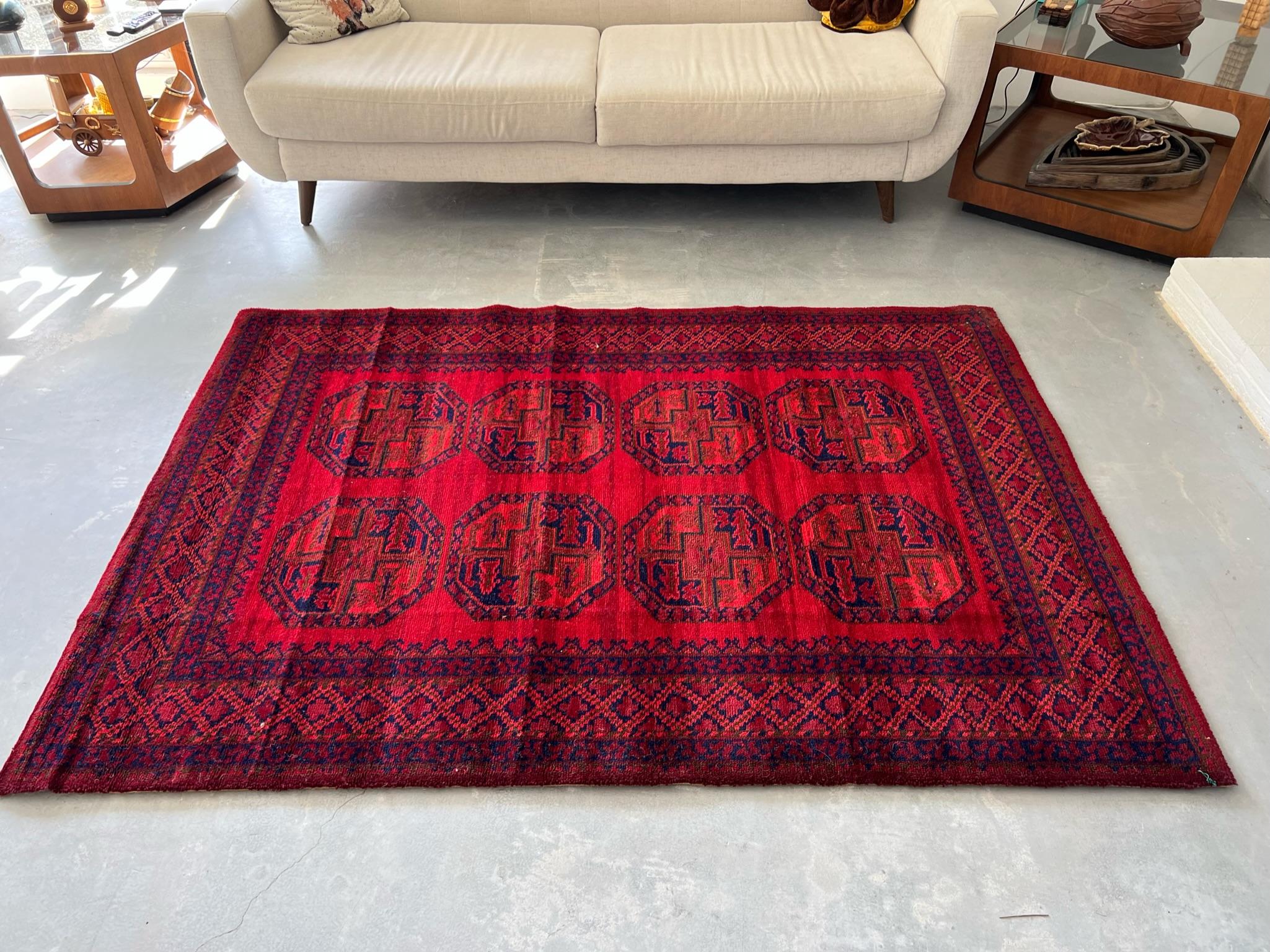 60's TEPPICH SIEGEL 8 Octagons Loop Pile UNUSED Mid Century Modern Afghan Rug (Mitte des 20. Jahrhunderts) im Angebot