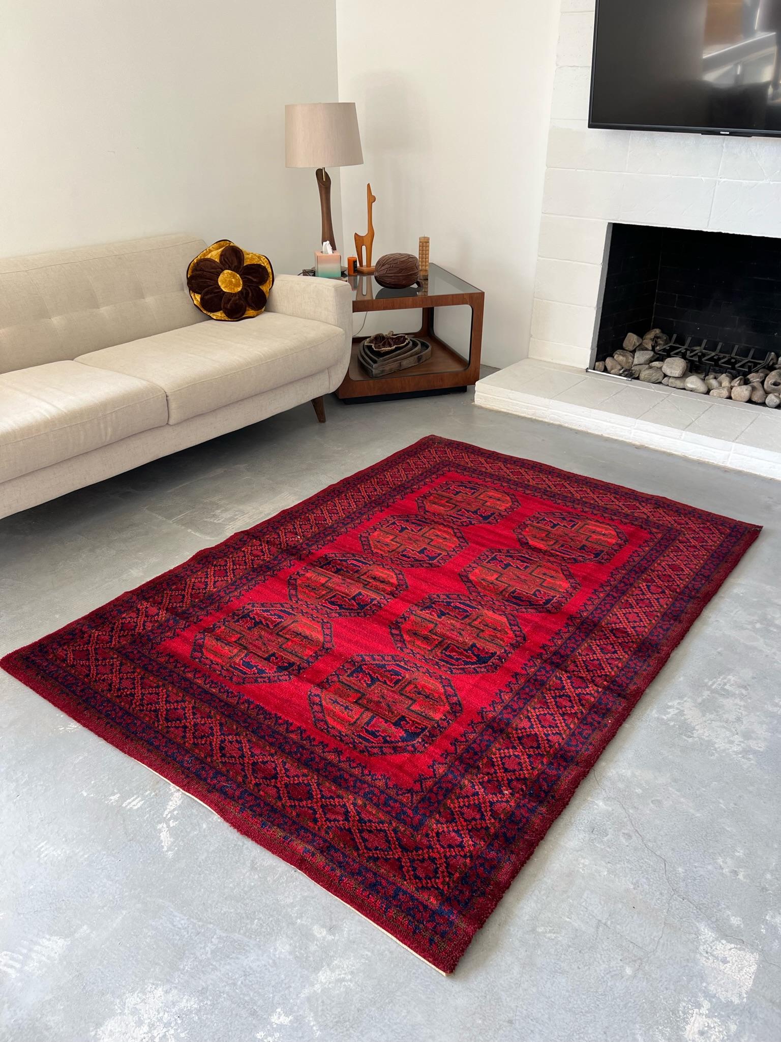 60's TEPPICH SIEGEL 8 Octagons Loop Pile UNUSED Mid Century Modern Afghan Rug im Angebot 1