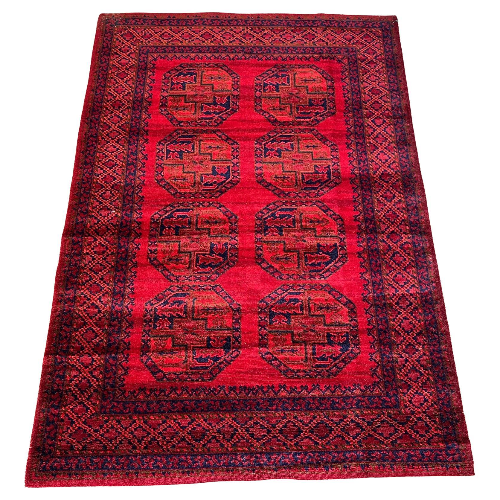 60's TEPPICH SIEGEL 8 Octagons Loop Pile UNUSED Mid Century Modern Afghan Rug