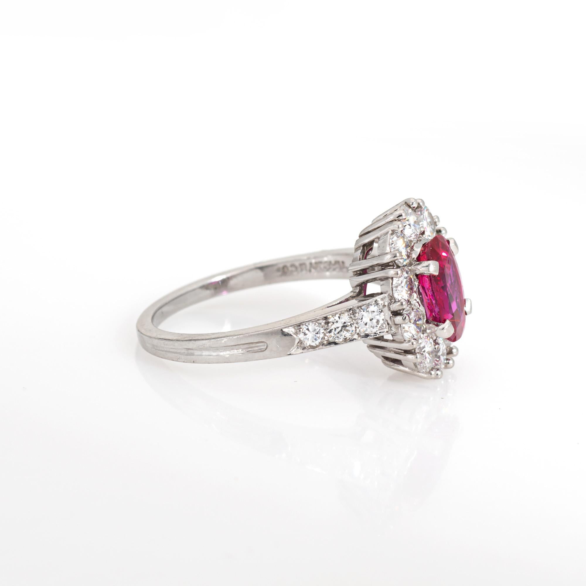 Modern 60s Tiffany & Co Burma Ruby Diamond Ring Platinum Sz 5.5 Gemstone Engagement  For Sale