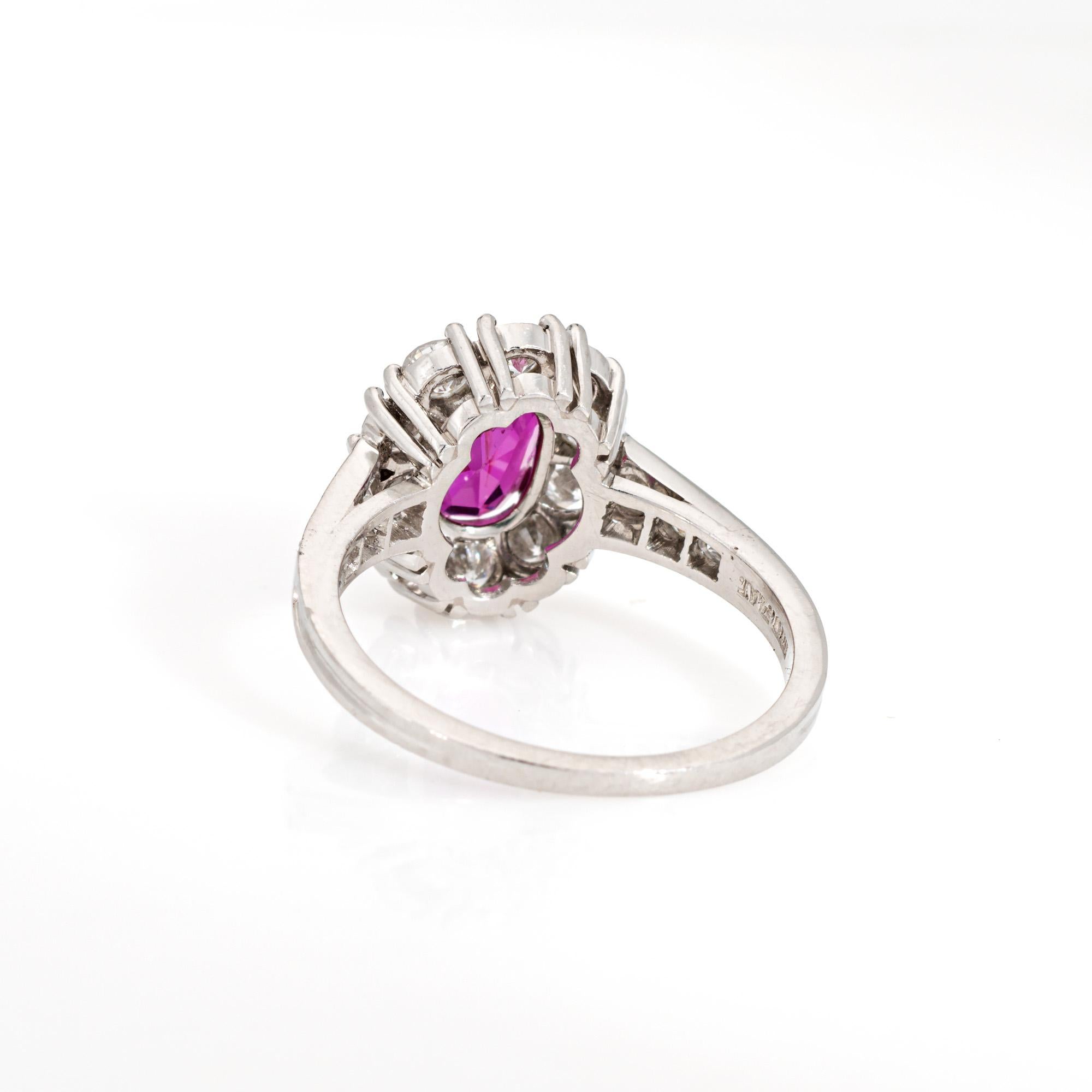 60s Tiffany & Co Burma Ruby Diamond Ring Platinum Sz 5.5 Gemstone Engagement  Bon état - En vente à Torrance, CA
