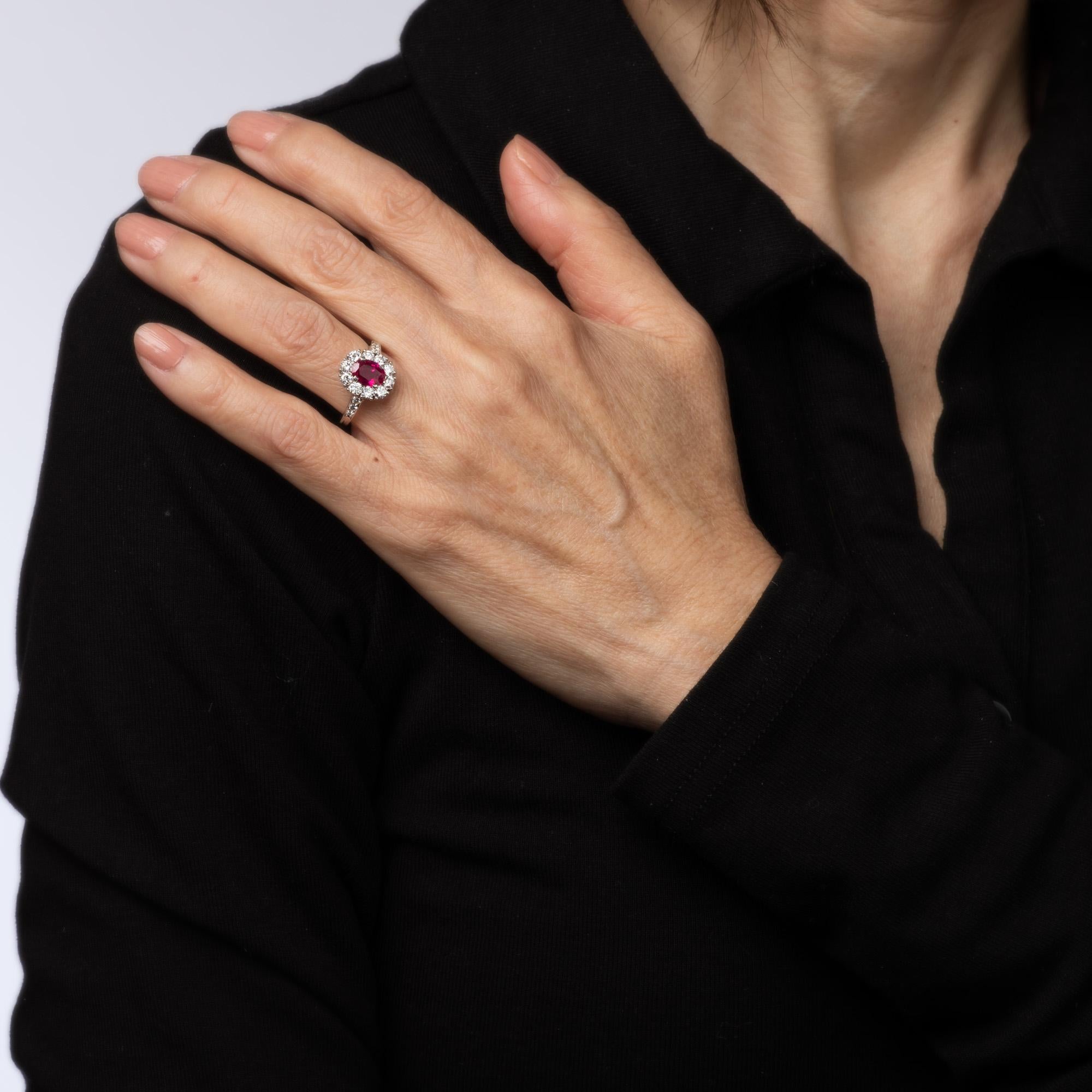 Women's 60s Tiffany & Co Burma Ruby Diamond Ring Platinum Sz 5.5 Gemstone Engagement  For Sale