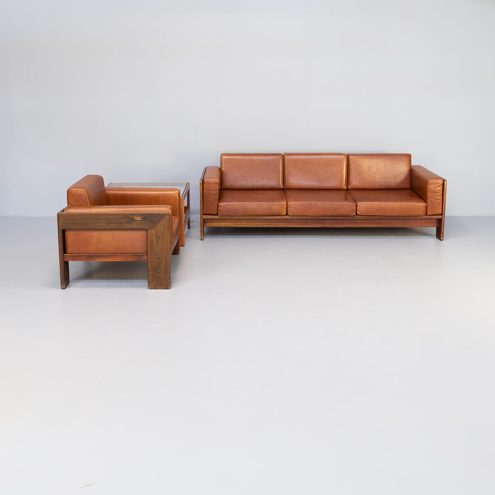Mid-Century Modern 60s Tobia Scarpa ‘Bastiano’ Sofa, Fauteuil & Sidetable Set for Knoll For Sale