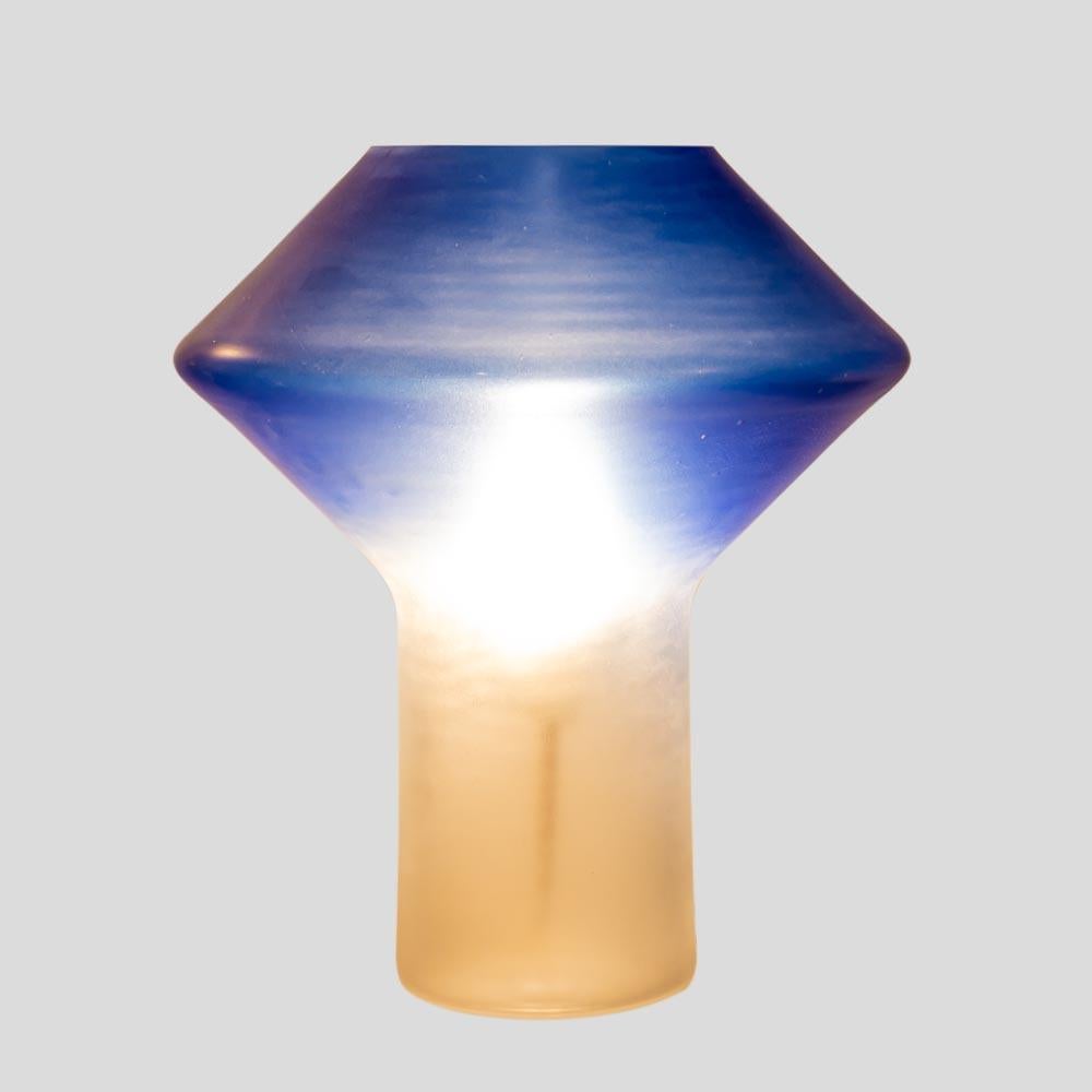 Mid-20th Century 60s TOTEM Table Lamp by Cenedese Blue and Clear Colour Blown Glass Murano Italy For Sale