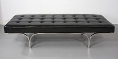 60's Tufted Leather Bench by Erwin and Estelle Laverne