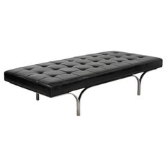 60's Tufted Leather Bench by Erwin and Estelle Laverne