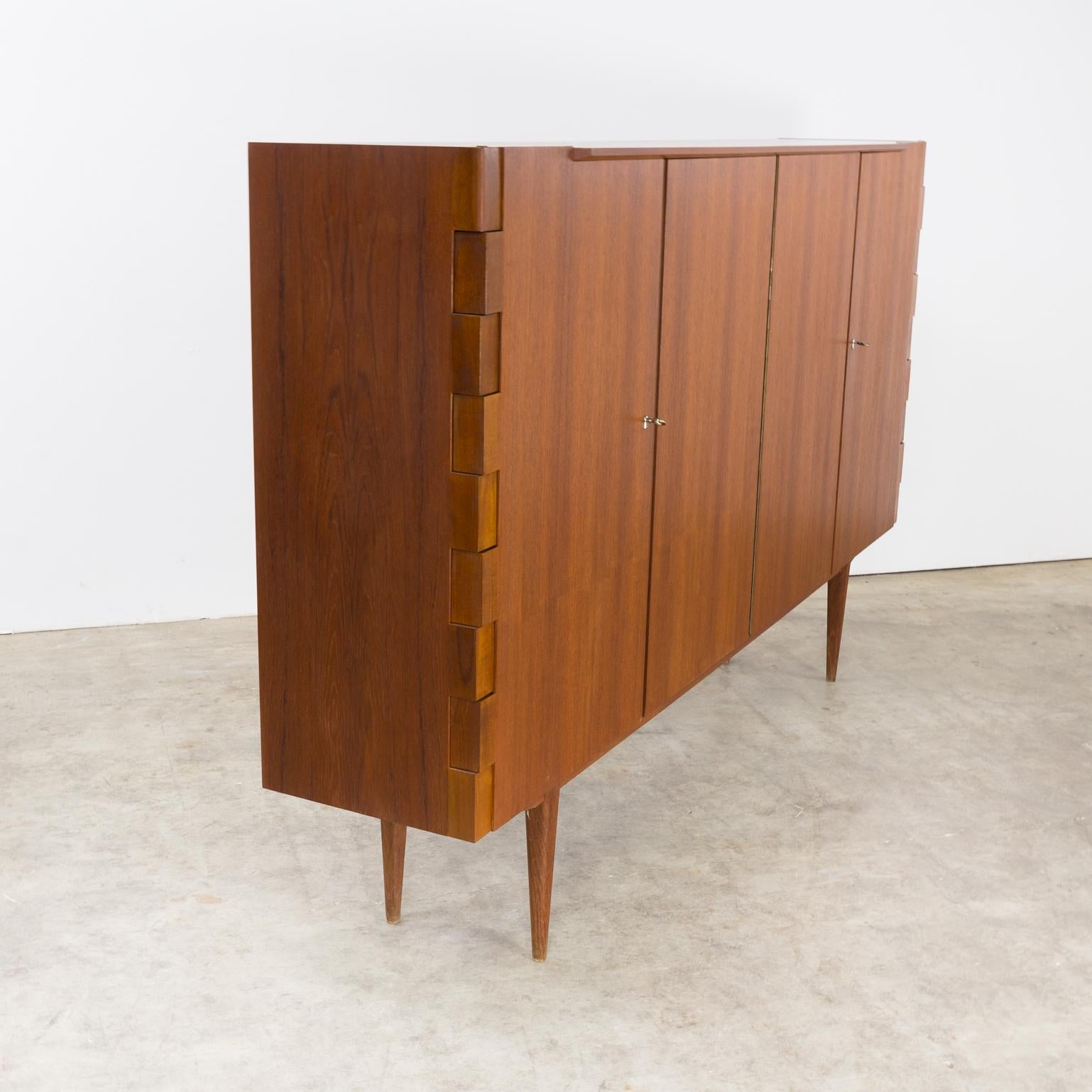 Mid-20th Century 1960s Very Rare Teak High Sideboard with Hinge-Joints For Sale