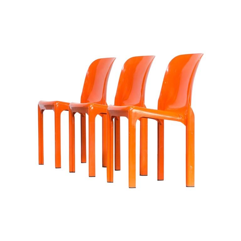 1960s Vico Magistretti ‘Selene’ Dining Chair for Artemide Set of 3 For Sale