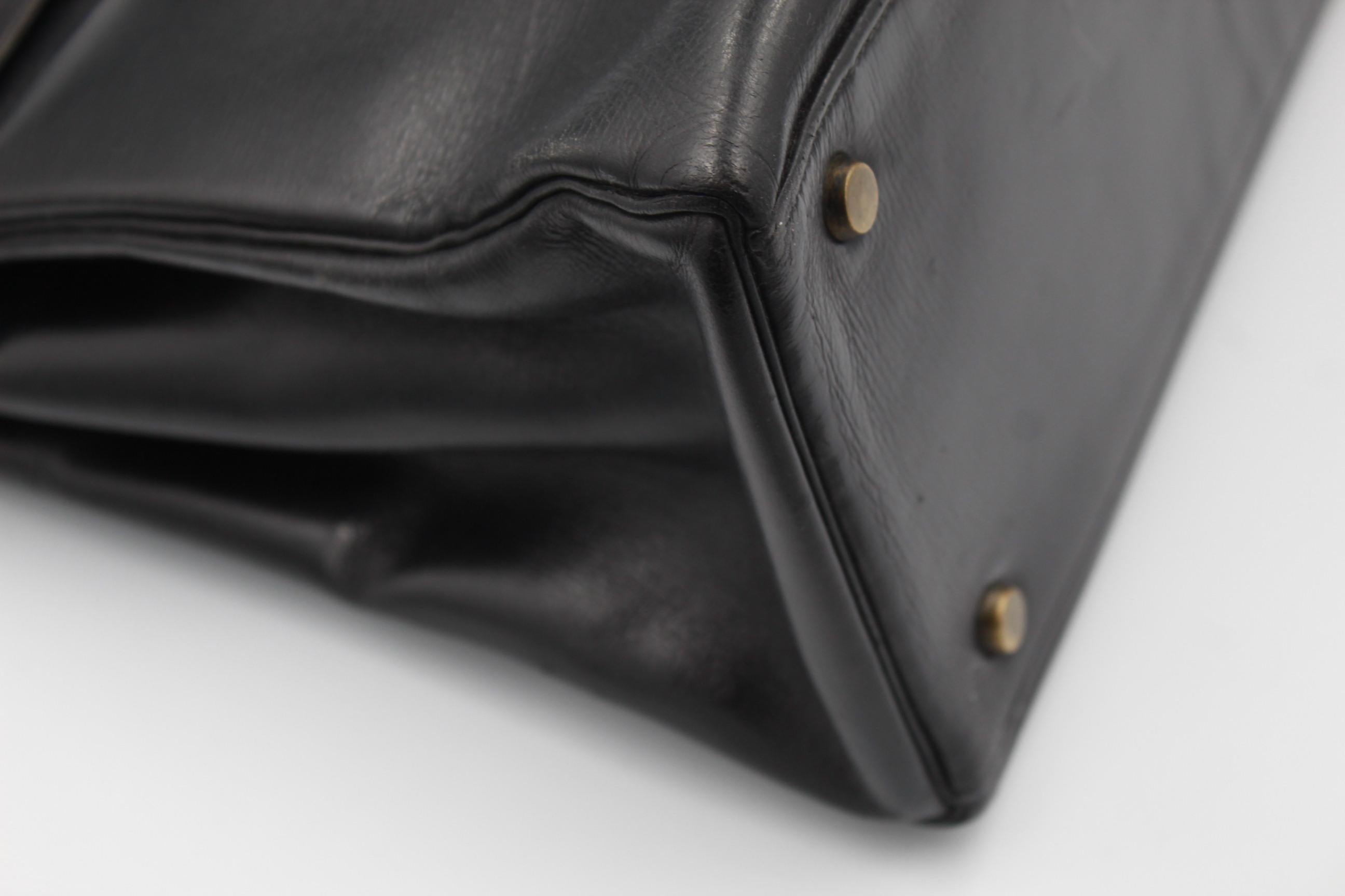 60's Vintage Black Hermes Kelly Handbag 35  1