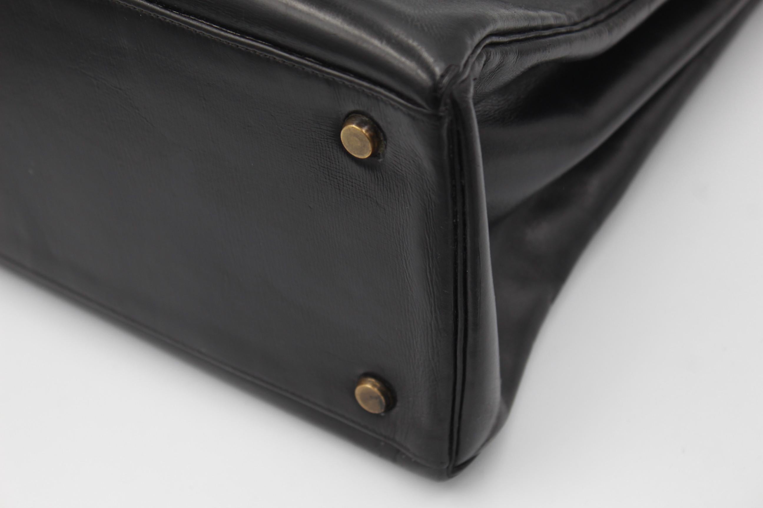 60's Vintage Black Hermes Kelly Handbag 35  2