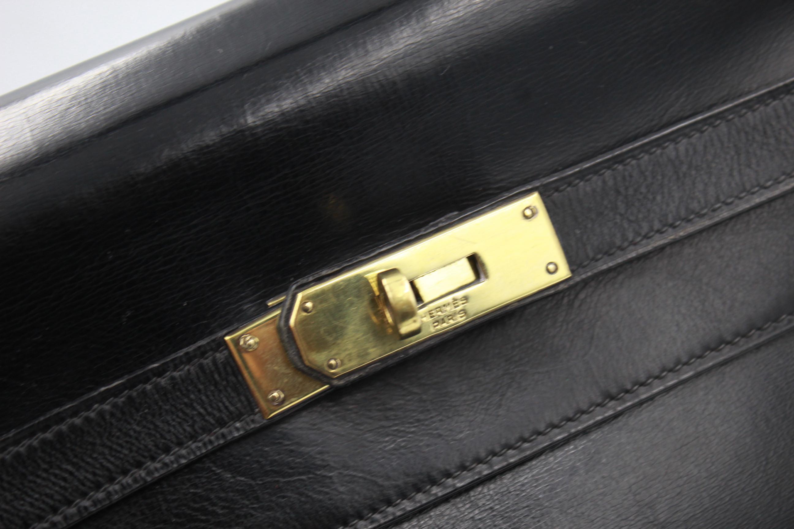 60's Vintage Black Hermes Kelly Handbag 35  3