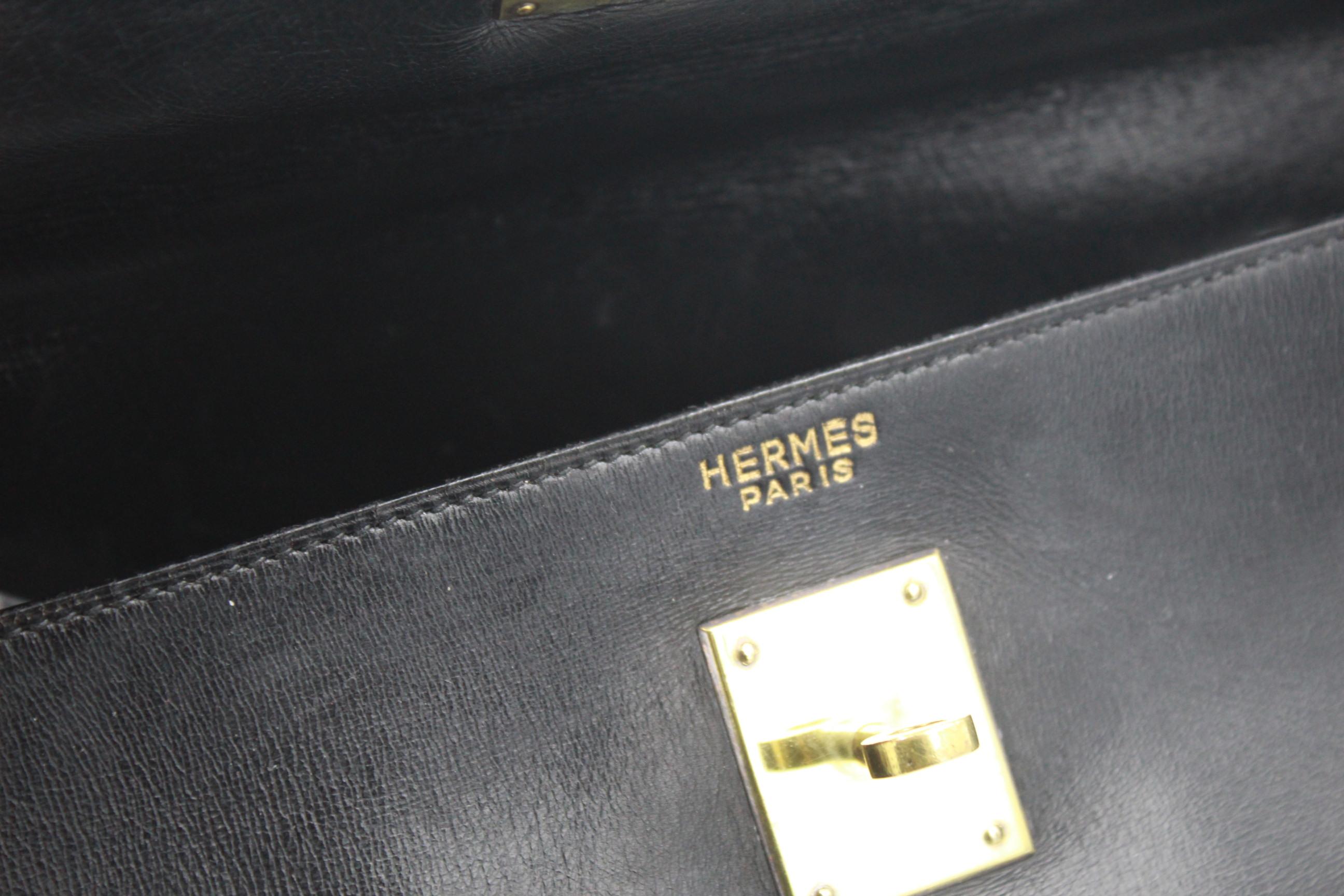 60's Vintage Black Hermes Kelly Handbag 35  4
