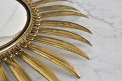1960s Vintage Brass Convex Deknudt Sunburst Wall Mirror