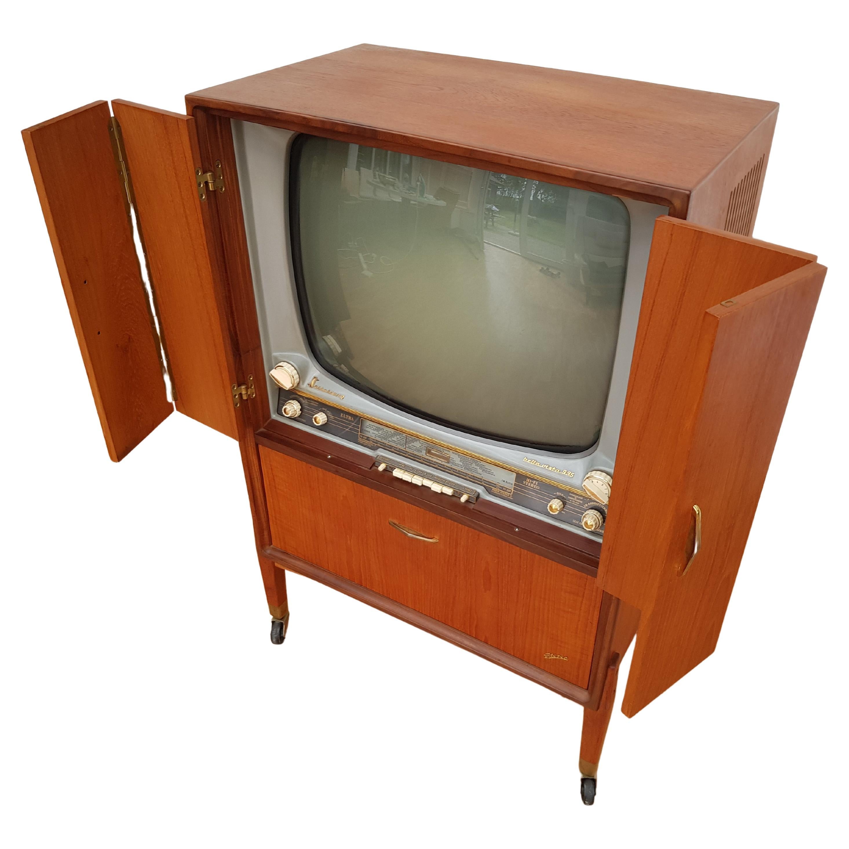 Armoire-TV danoise vintage, grammophone, radio, Eltra Bella Vista, bois de teck, années 60 en vente