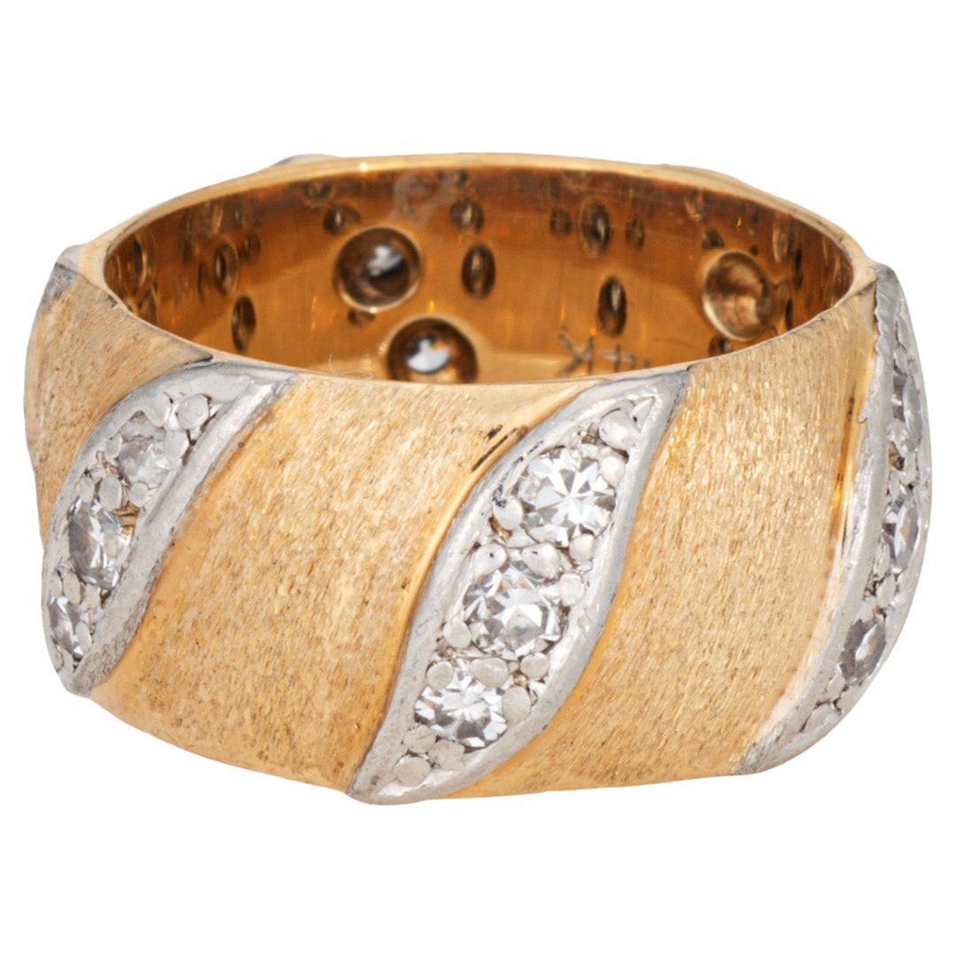 60s Vintage Diamond Band Sz 5 Wedding Ring 14k Yellow Gold Stacking Jewelry en vente
