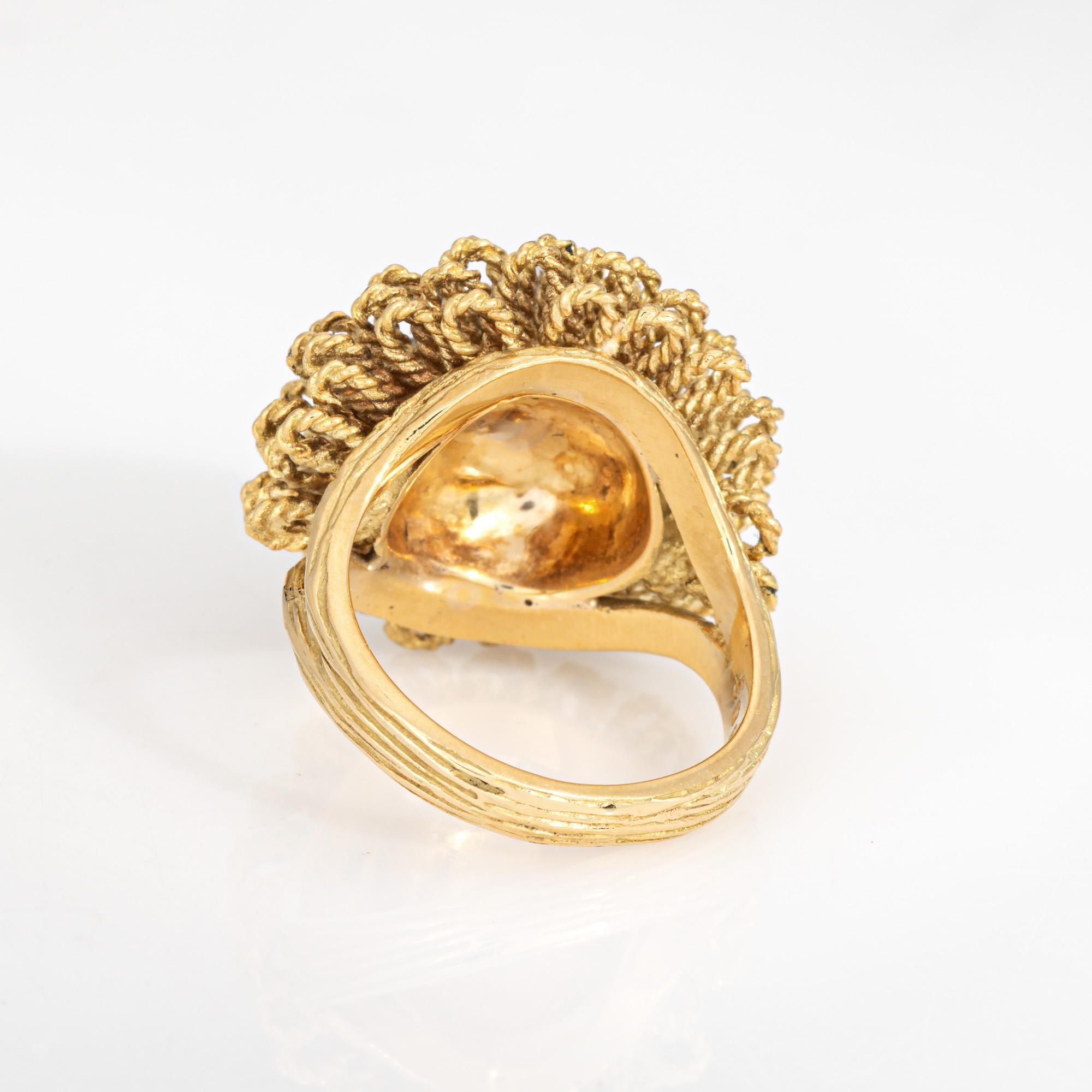 60s Vintage Diamant Rubin Ring Sz 5.25 18k Gelbgold Blume Cocktail-Schmuck im Zustand „Gut“ im Angebot in Torrance, CA