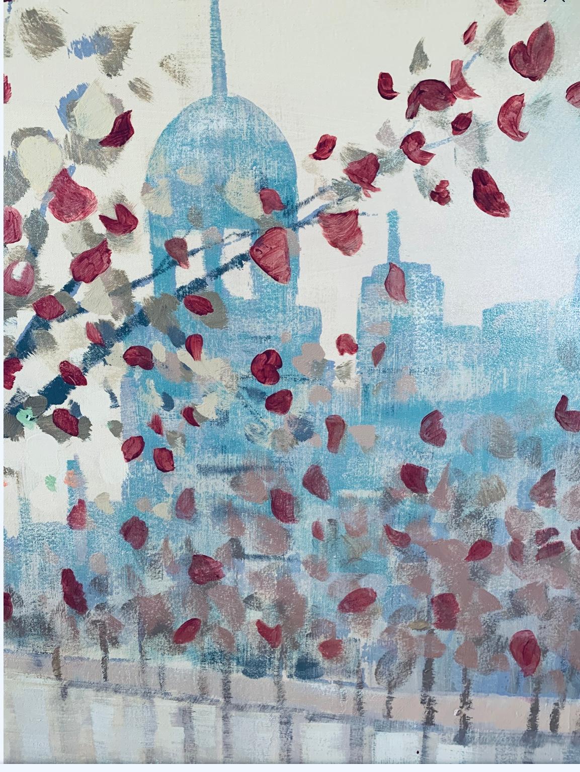 60s  Lee Reynolds Paisaje urbano de París moderno de mediados de siglo Pintura al óleo Enmarcada Firmada Estadounidense en venta
