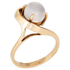 60s Vintage Moonstone Ring 14k Yellow Gold Estate Fine Jewelry