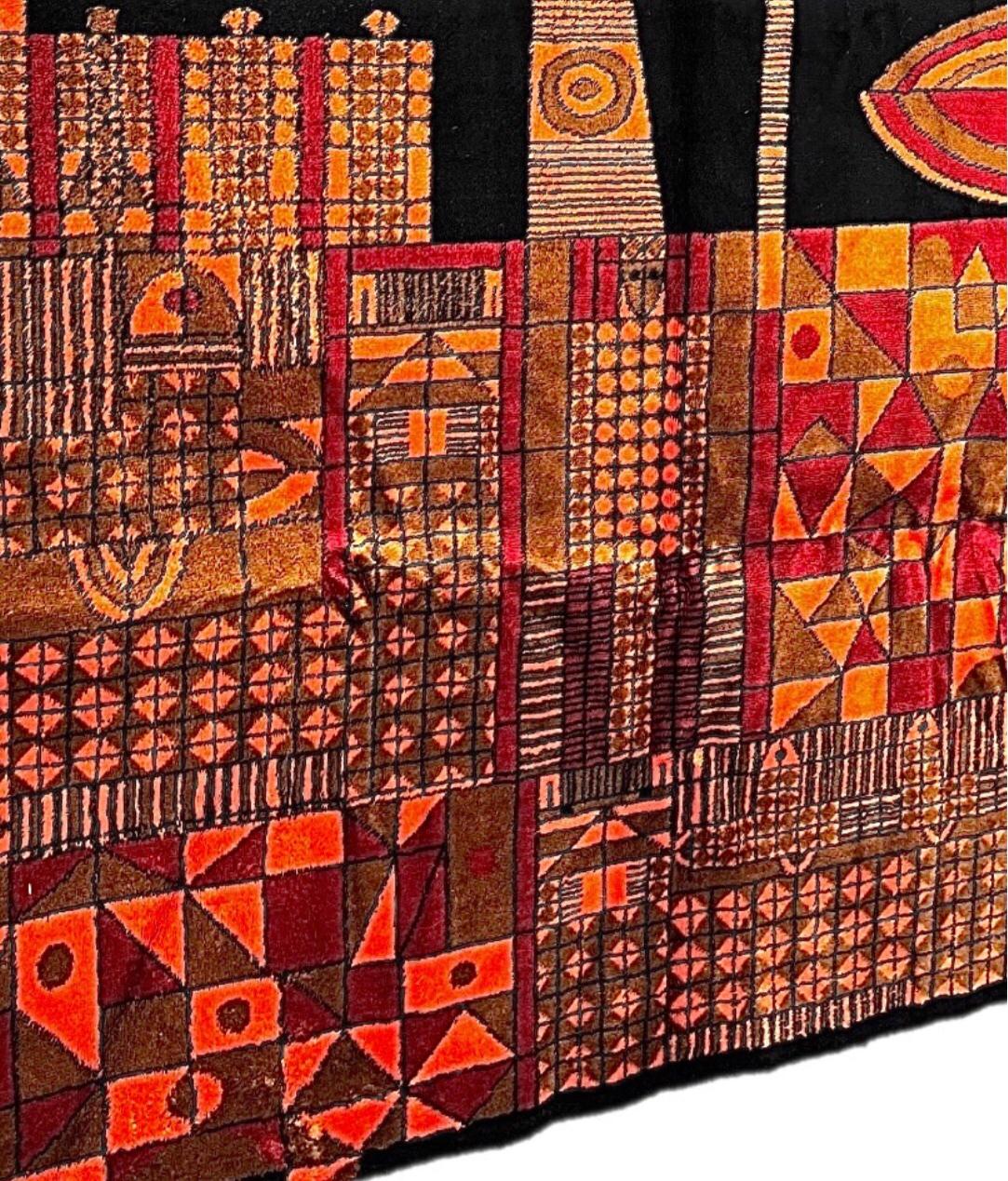 60er Jahre Vintage Paul Klee Insp Geometrischer Wandteppich aus Textil, Mid-Century, Vintage im Angebot 5