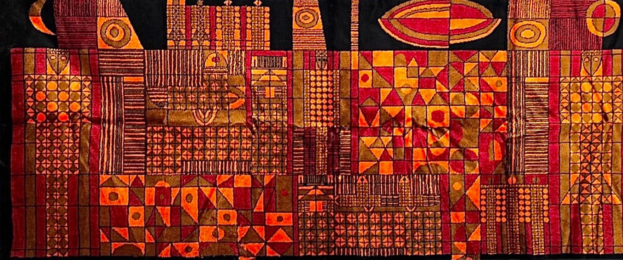 60er Jahre Vintage Paul Klee Insp Geometrischer Wandteppich aus Textil, Mid-Century, Vintage im Angebot 6