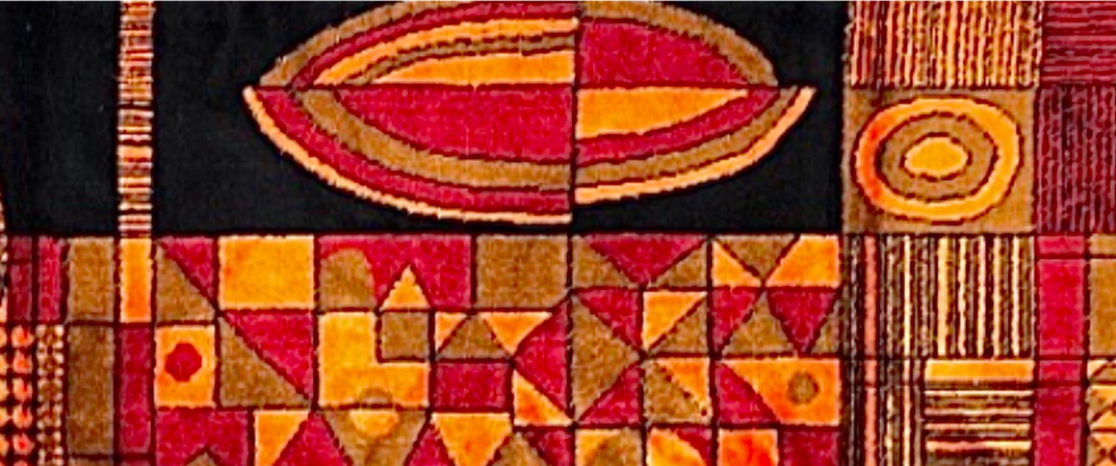 60er Jahre Vintage Paul Klee Insp Geometrischer Wandteppich aus Textil, Mid-Century, Vintage (Ungarisch) im Angebot