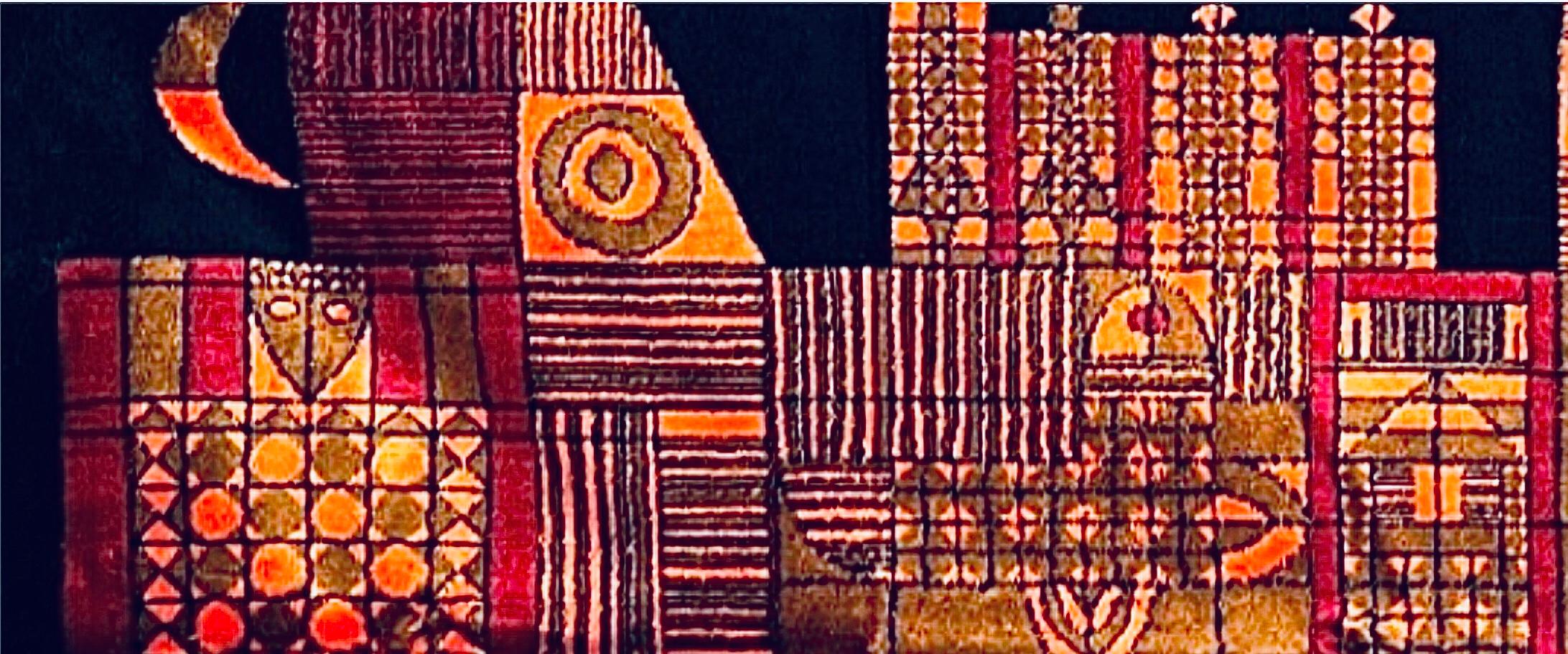 60er Jahre Vintage Paul Klee Insp Geometrischer Wandteppich aus Textil, Mid-Century, Vintage im Zustand „Gut“ im Angebot in St.Petersburg, FL