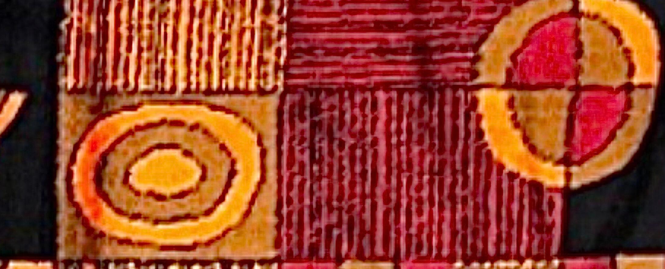 60er Jahre Vintage Paul Klee Insp Geometrischer Wandteppich aus Textil, Mid-Century, Vintage (20. Jahrhundert) im Angebot