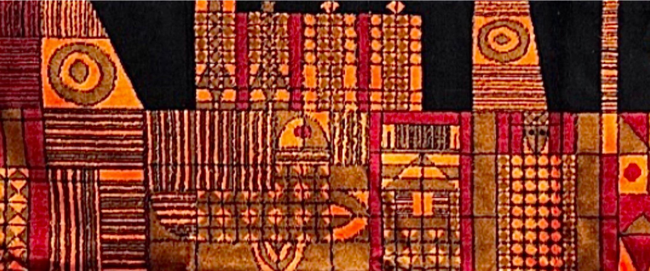 60er Jahre Vintage Paul Klee Insp Geometrischer Wandteppich aus Textil, Mid-Century, Vintage (Baumwolle) im Angebot