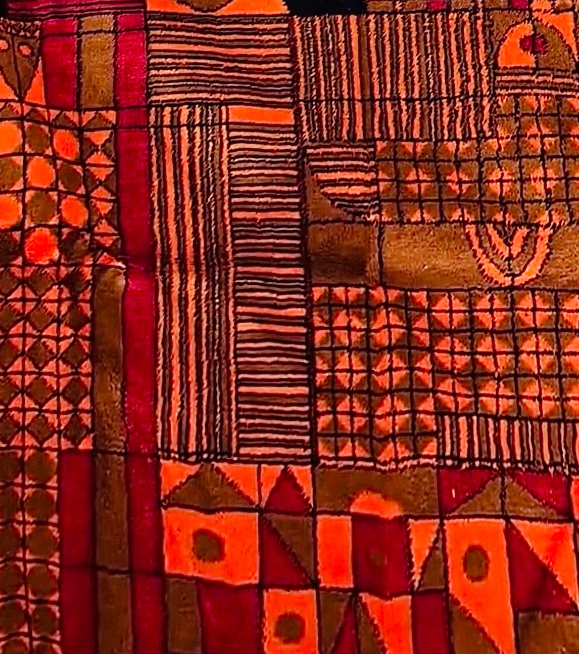 60er Jahre Vintage Paul Klee Insp Geometrischer Wandteppich aus Textil, Mid-Century, Vintage im Angebot 1