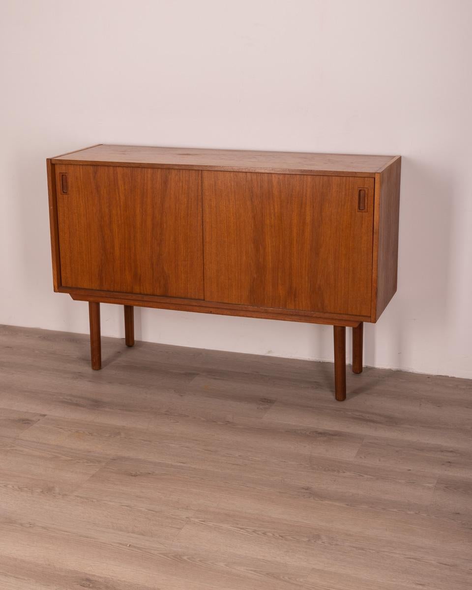 Mid-20th Century Vintage Sideboard in Teak Wood with Two Doors Danish Design, 1960s For Sale
