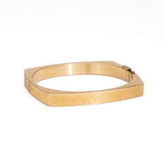 60s Vintage brazalete cuadrado 7,5 mm de ancho 14k Amarillo Oro Estate Jewelry 7"