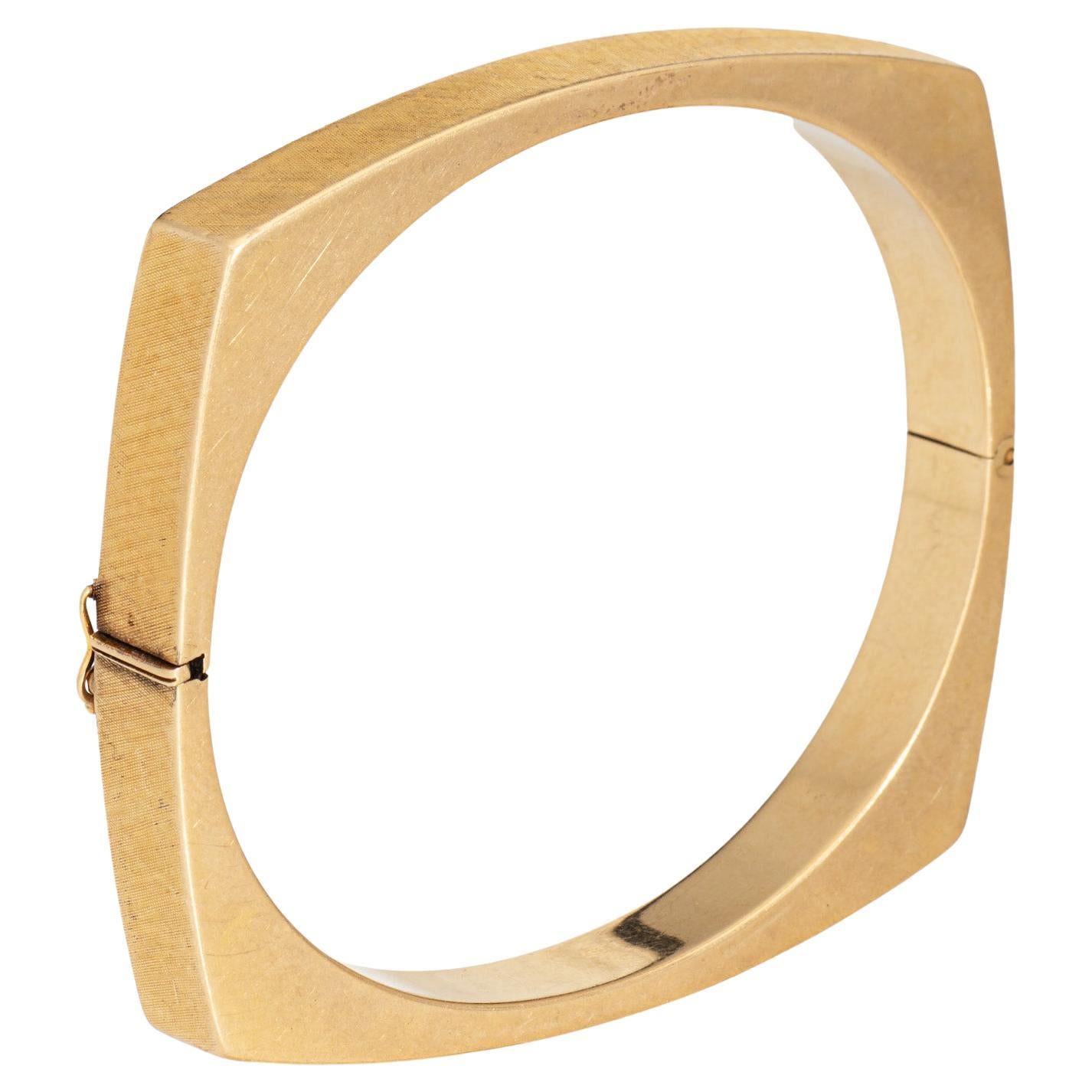 Bracelet vintage carré de 7,5 mm de large en or jaune 14 carats Estate Jewelry 7" des années 60