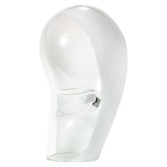 60s Retro Table Lamp Blown White Clear Glass Italian Design by Vistosi Murano