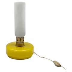 60s Retro Yellow Glass Lamp with Satin-Finished Shade and Golden Metal Details