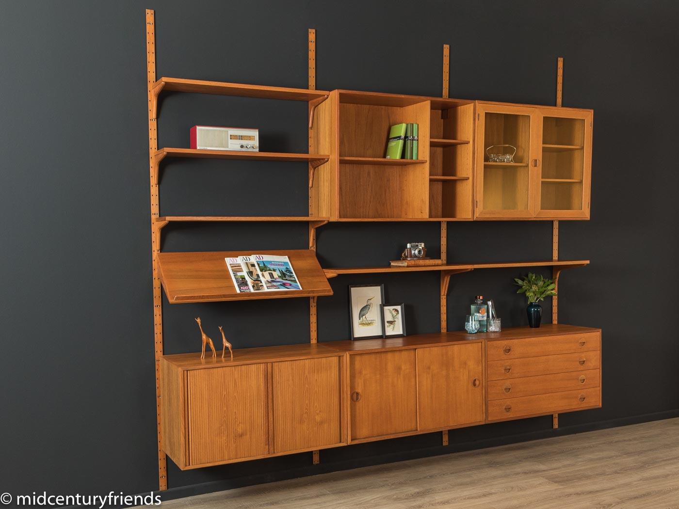 Danish 60s Wall Shelving System by HG Furniture, with Showcase, Magazine Rack, Drawers
