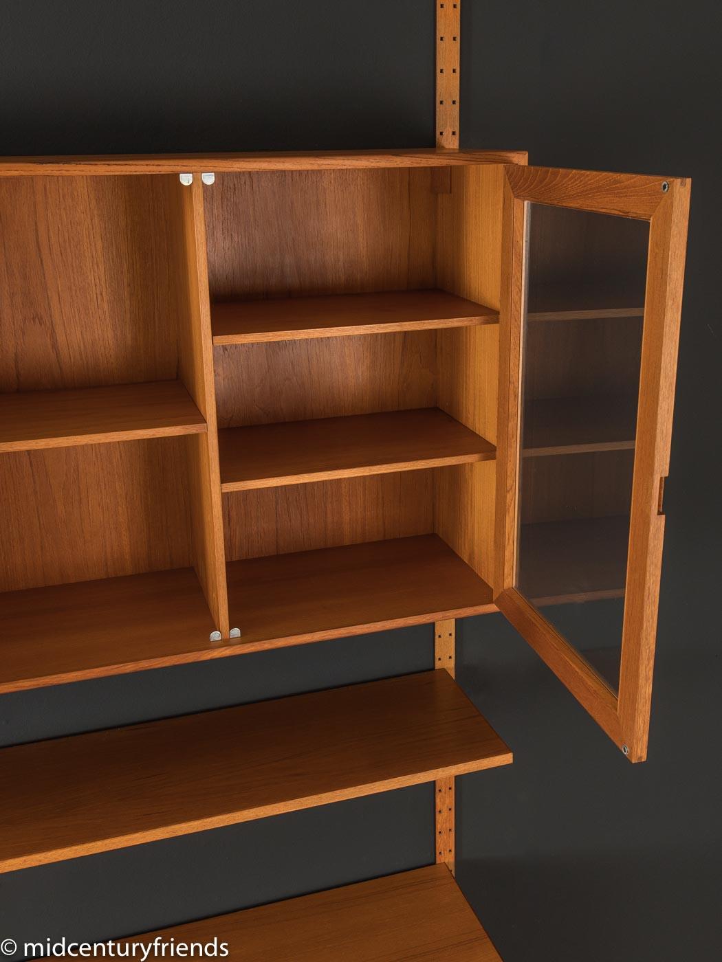 Glass 60s Wall Shelving System by HG Furniture, with Showcase, Magazine Rack, Drawers
