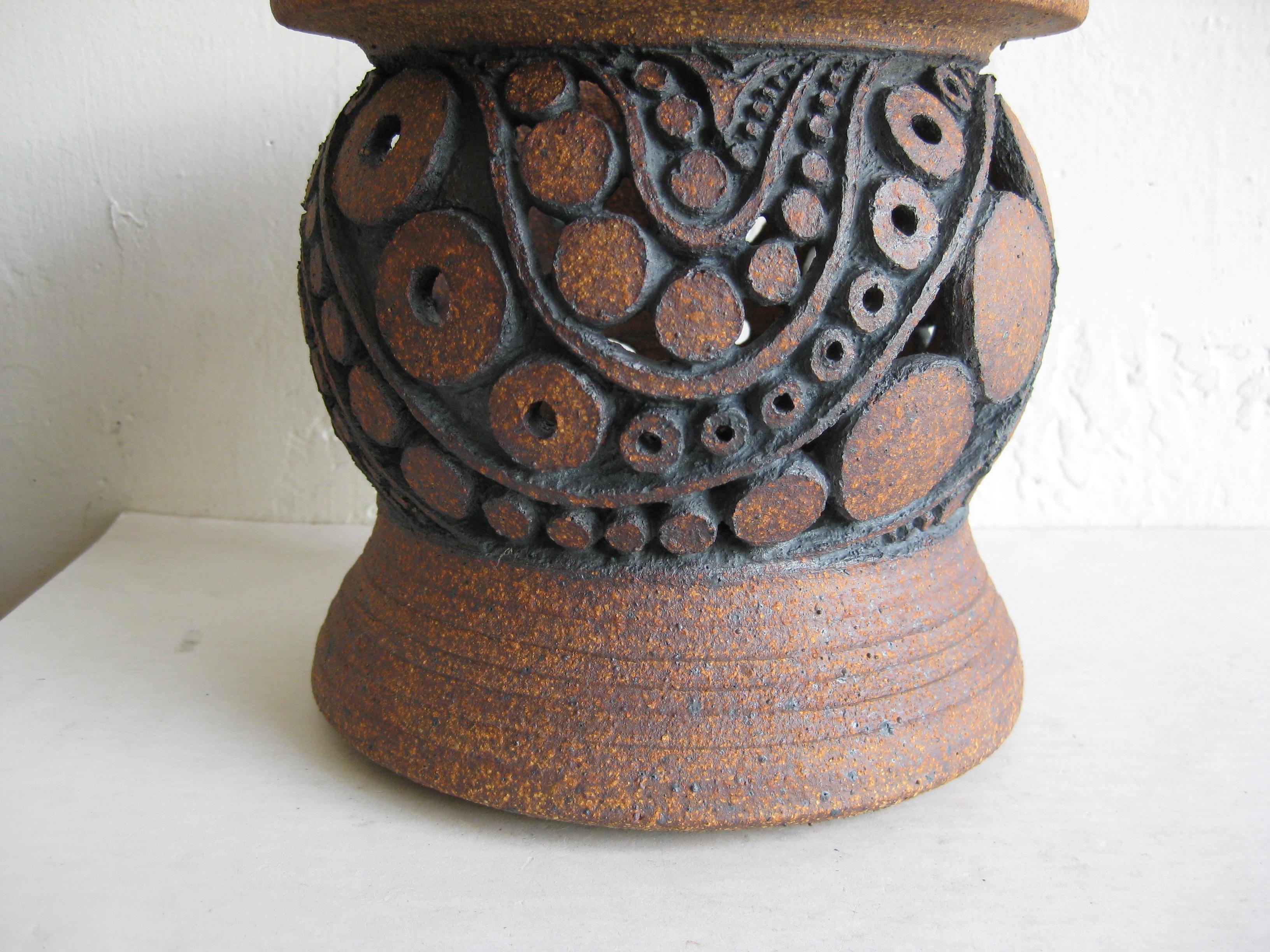 Hand-Crafted 1960s Wayne Chapman San Diego California Studio Pottery Vessel Vase Candleholder