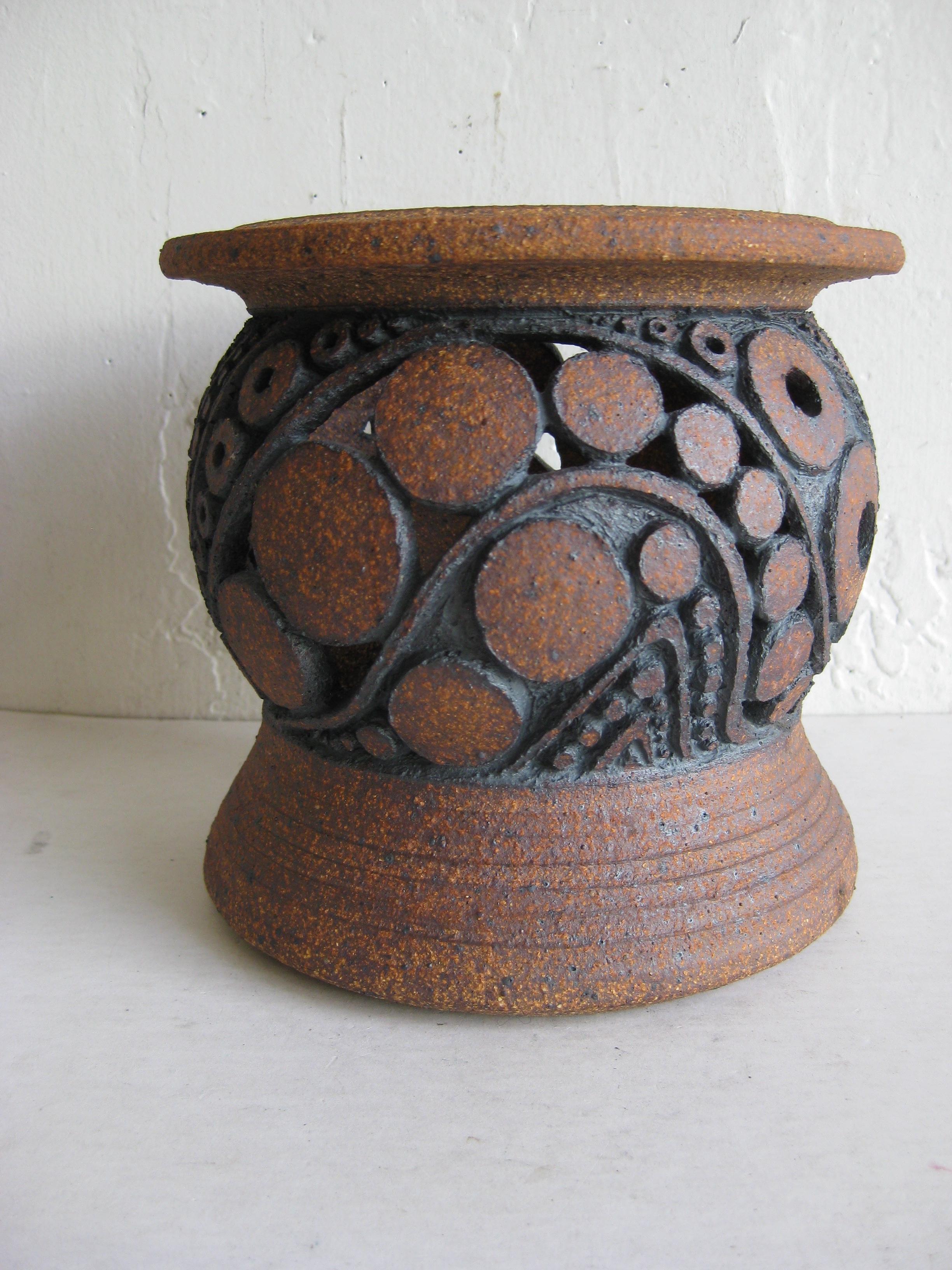 20th Century 1960s Wayne Chapman San Diego California Studio Pottery Vessel Vase Candleholder