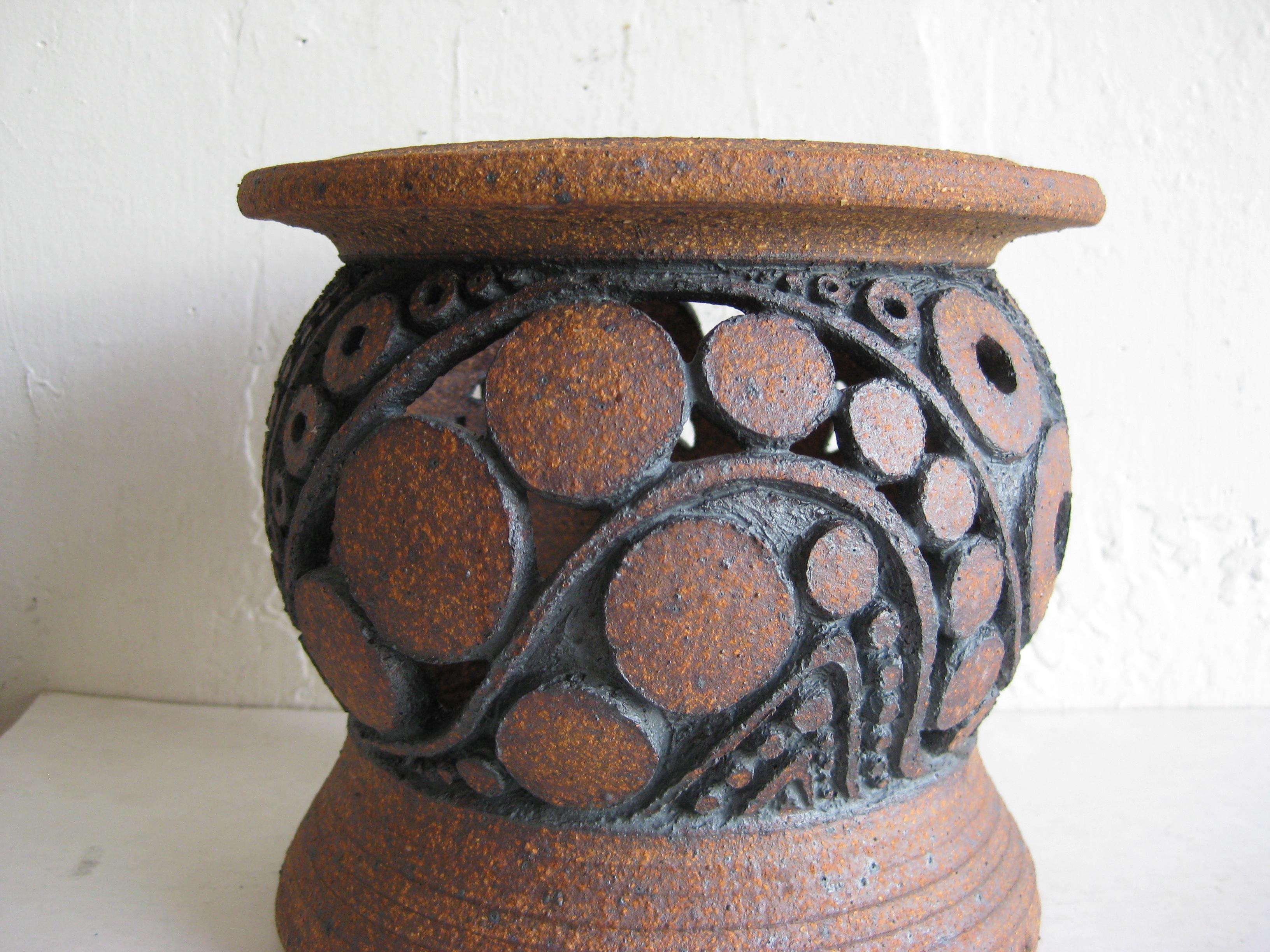 1960s Wayne Chapman San Diego California Studio Pottery Vessel Vase Candleholder 1