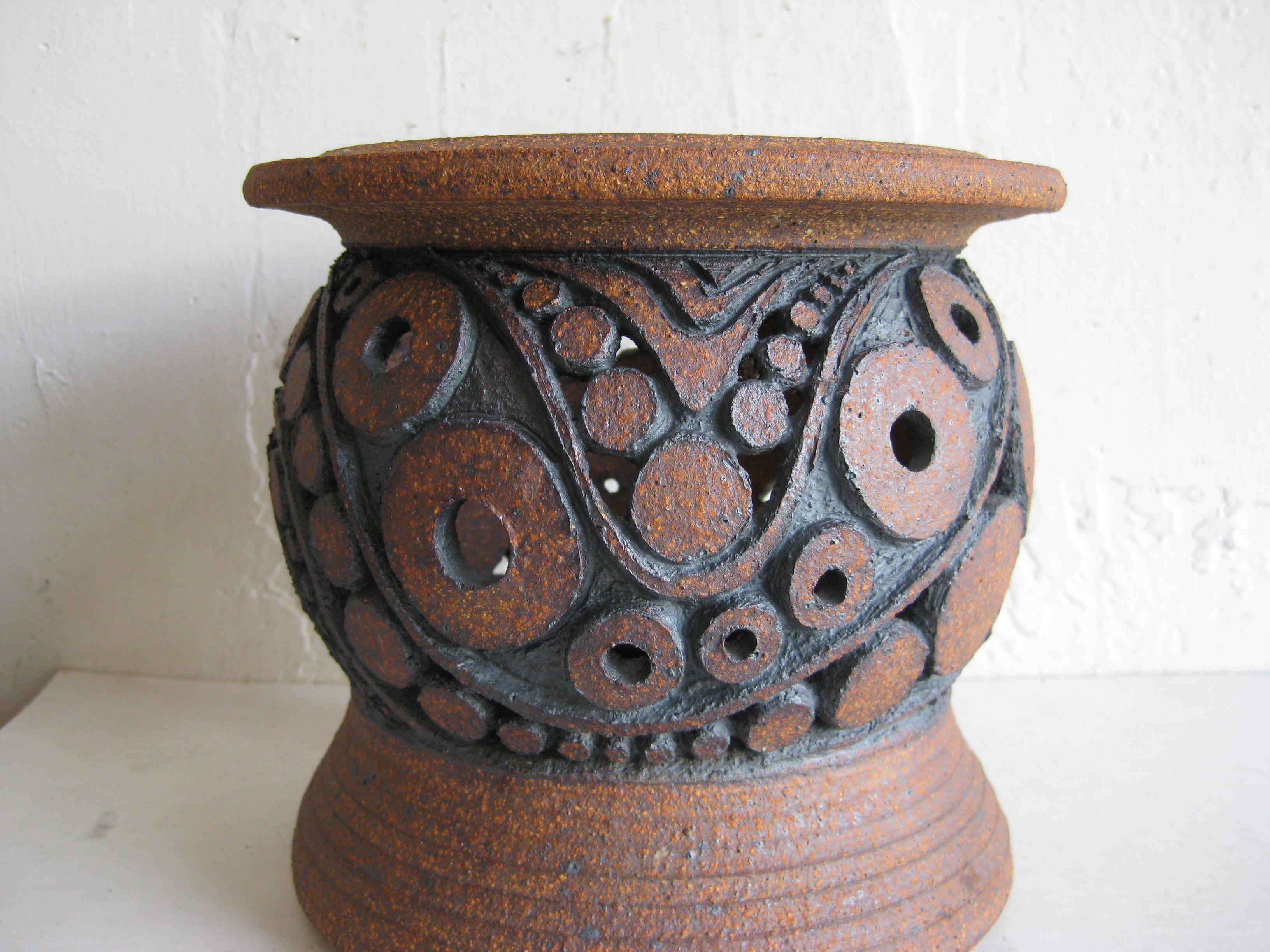 1960s Wayne Chapman San Diego California Studio Pottery Vessel Vase Candleholder 2