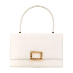 60s Cuir béluga blanc Hermès Sac à main Vintage