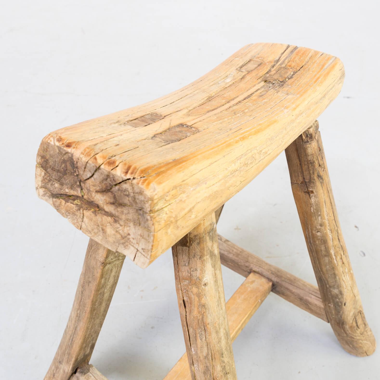 20th Century 1960s Wooden Chopping Block Stool For Sale