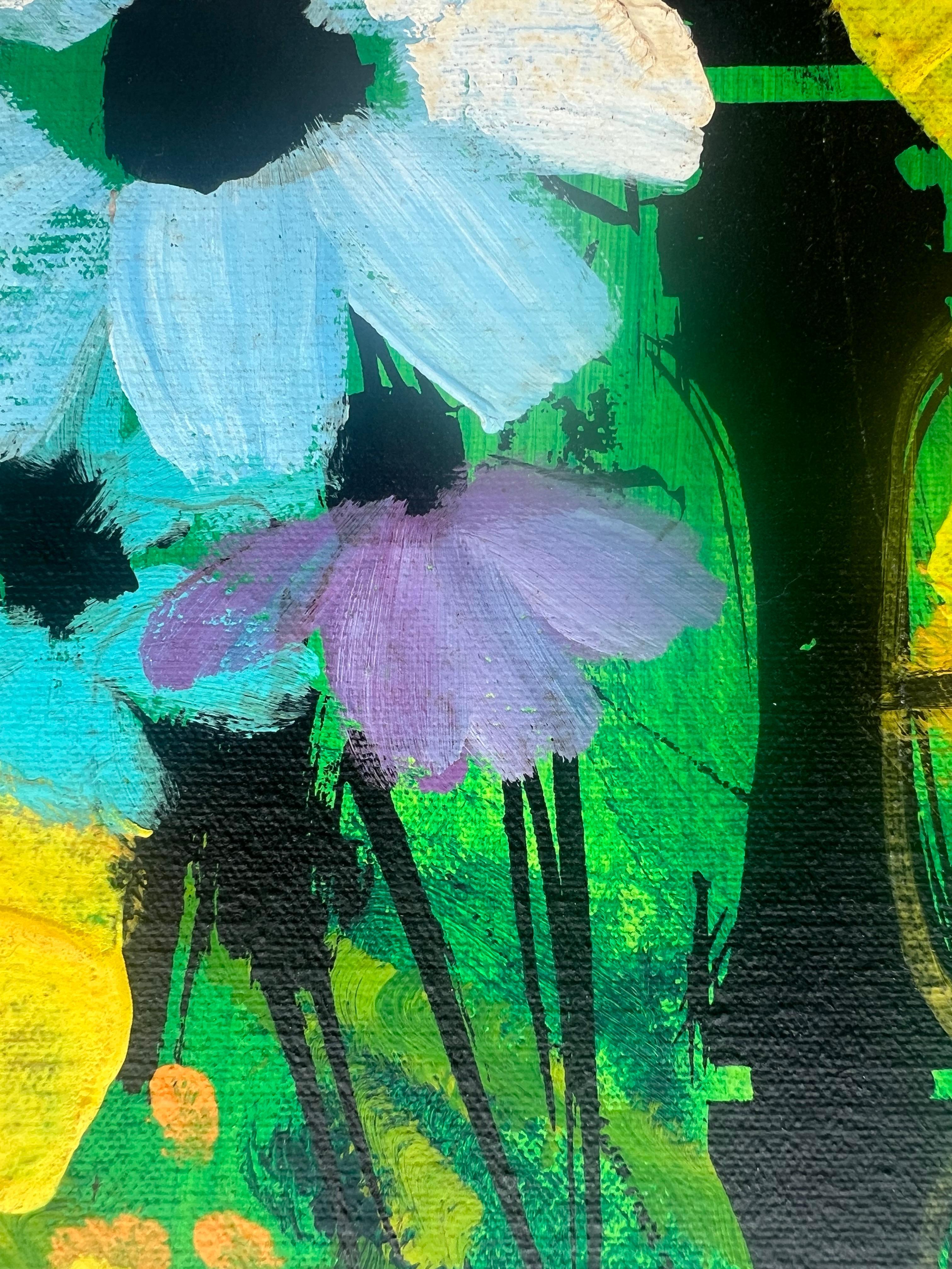 60s XL Thomas Lee Mid Century Modern Floral  Oil Painting Signed Framed For Sale 3